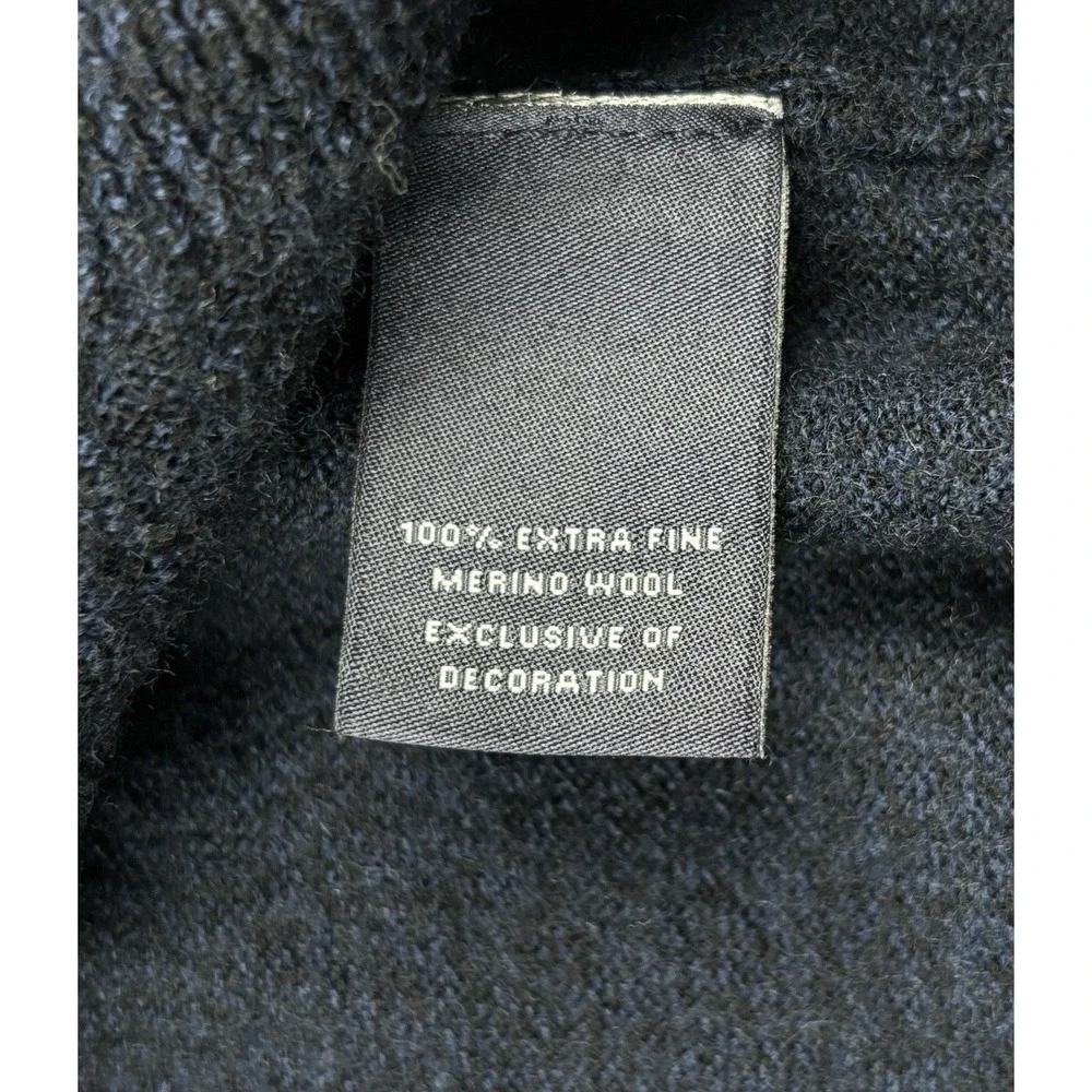 Hart Schaffner Marx Extra Fine Merino Wool 1/4 Zip Sweater Navy Large